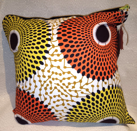 Brown and Orange Circles- Small Cushion