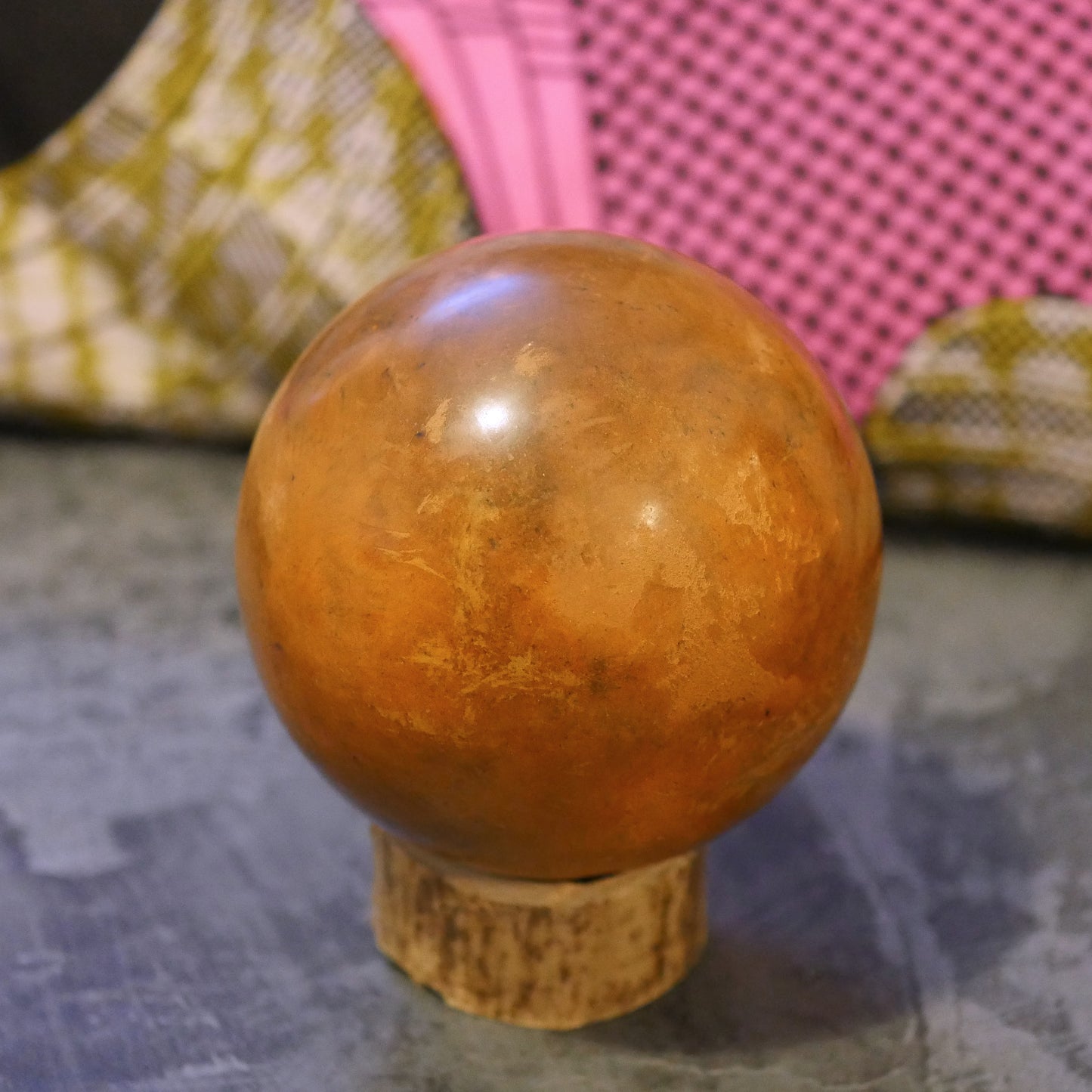 Orange handcrafted Dorodango
