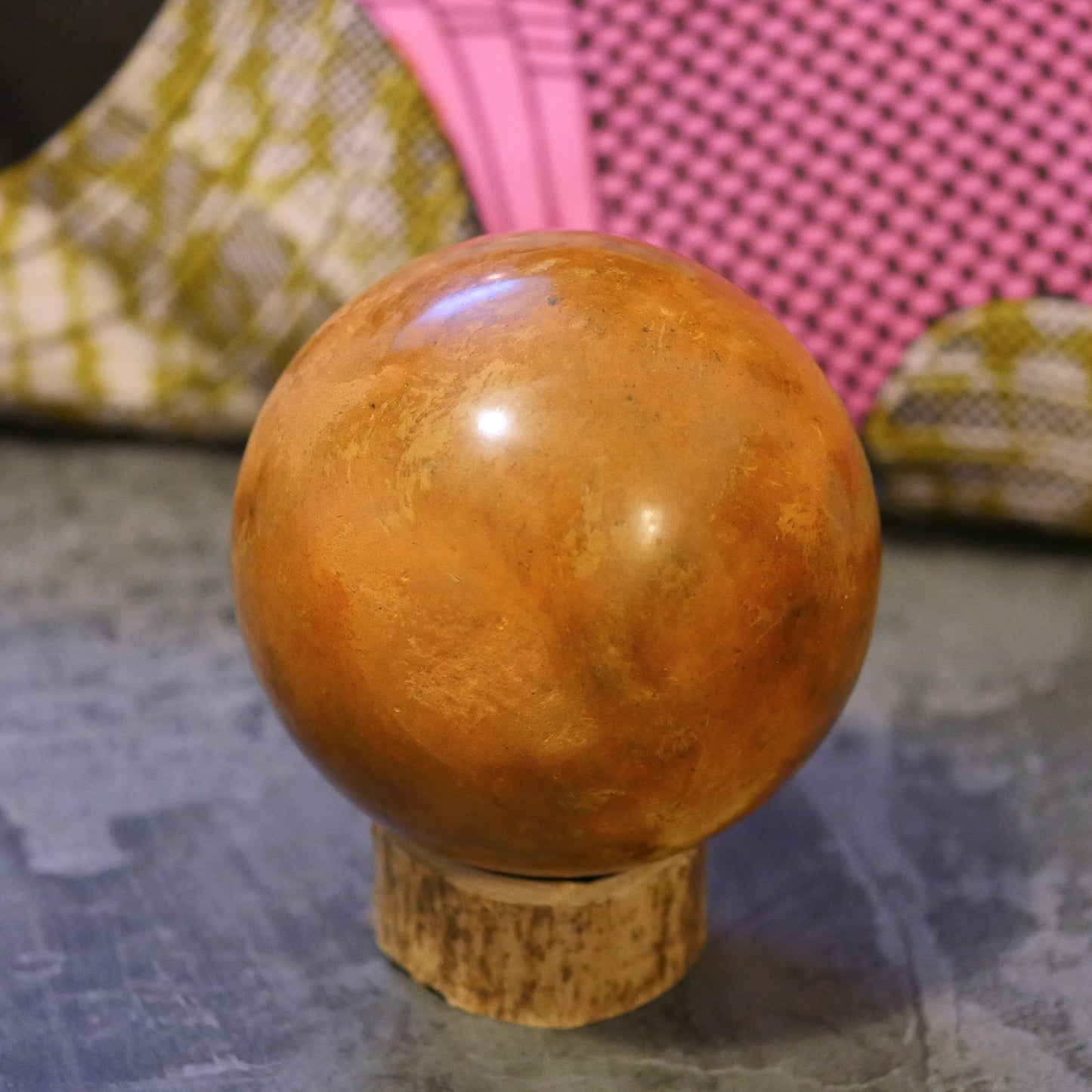 Orange handcrafted Dorodango