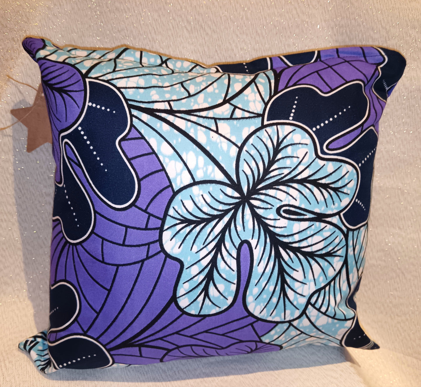 Purple and Blue Flowers- Small Cushion