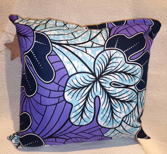 Purple and Blue Flowers- Small Cushion
