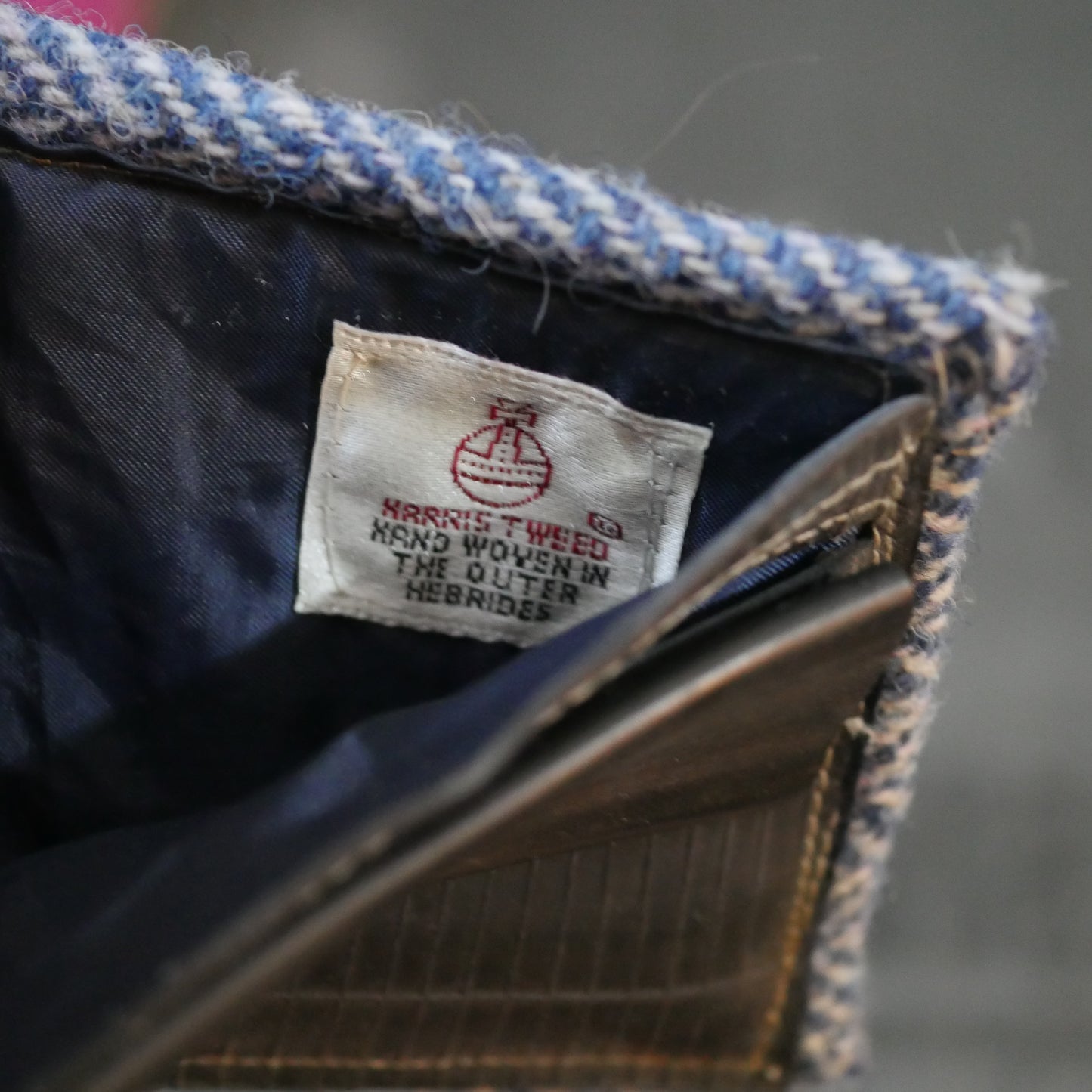 Blue Handmade Bi-Fold Wallet – Upcycled Harris Tweed & Bicycle Inner Tubes