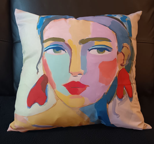 Lady with red lips Cushion