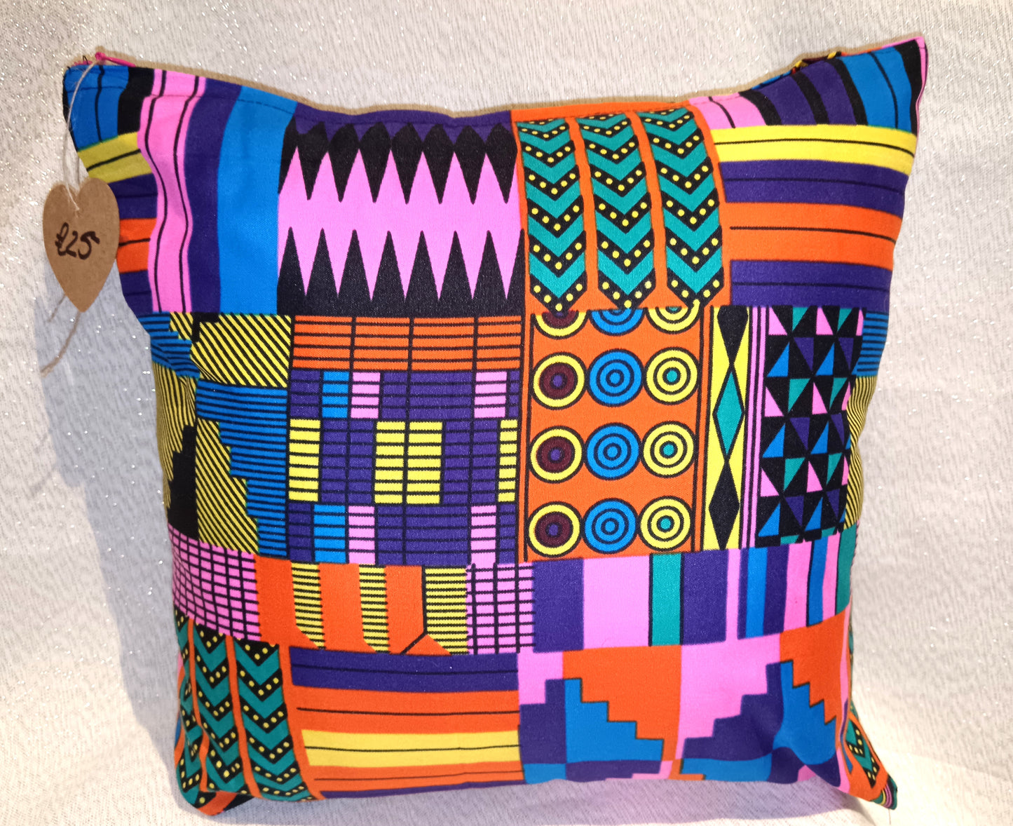 Orange squares and circles multi colours - Small Cushion