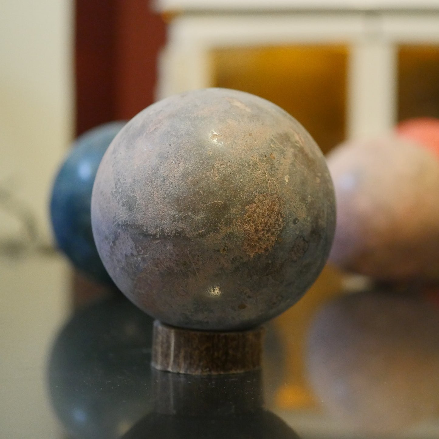 Light blue-grey handcrafted Dorodango