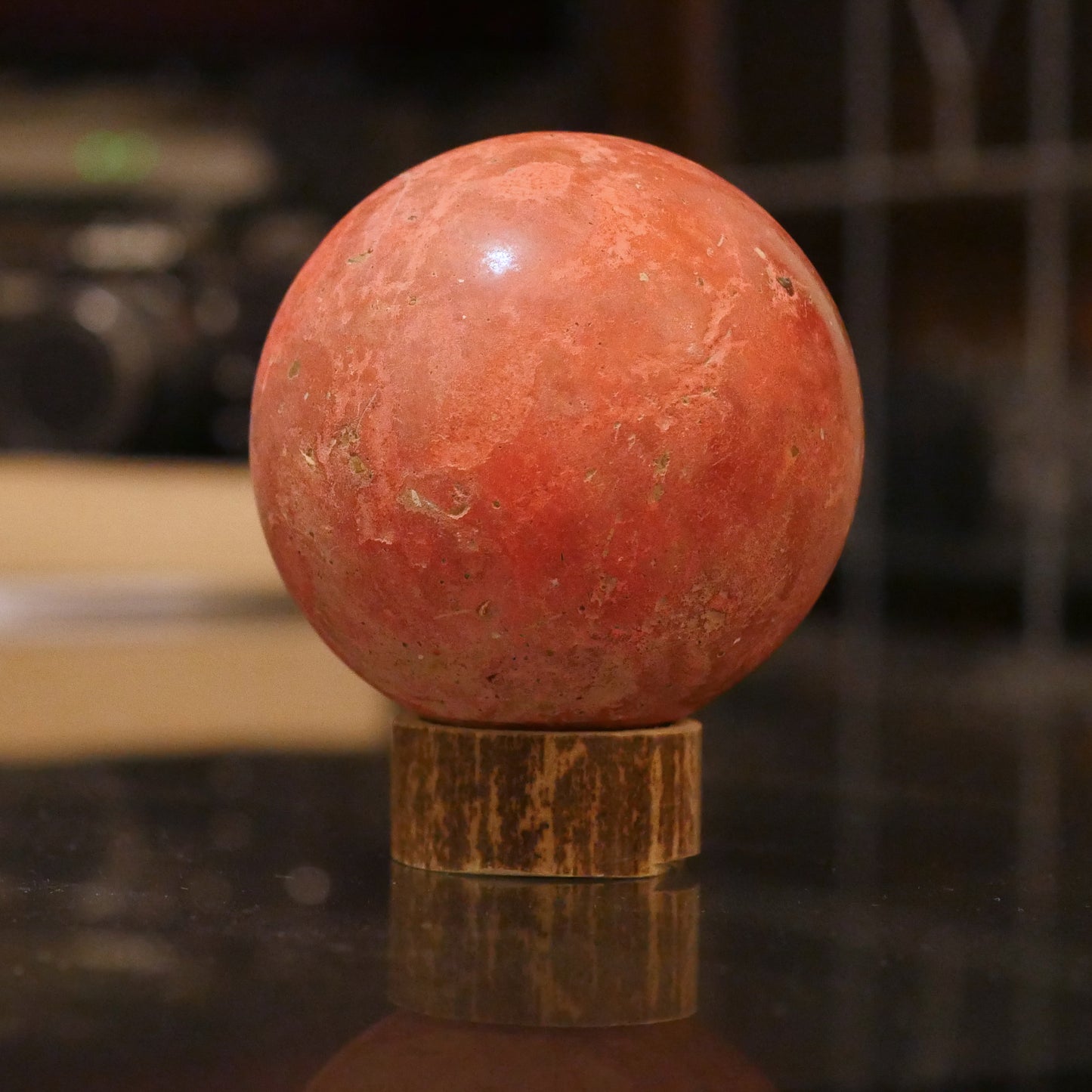 Red handcrafted Dorodango